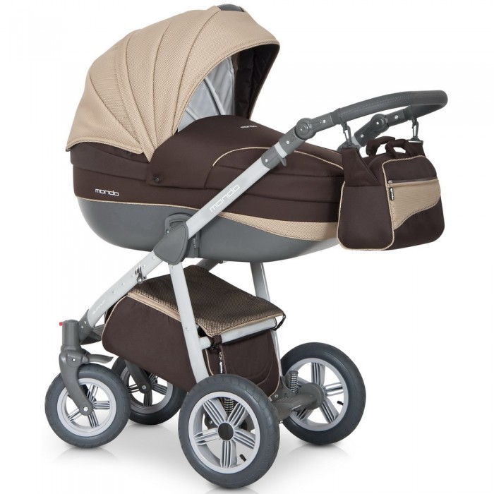 Детская универсальная коляска Riko Mondo Grey Line 3 в 1 - chocolate